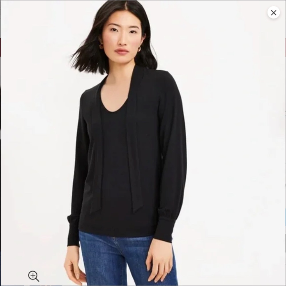 Loft Tie Neck Knit Blouse Size XS